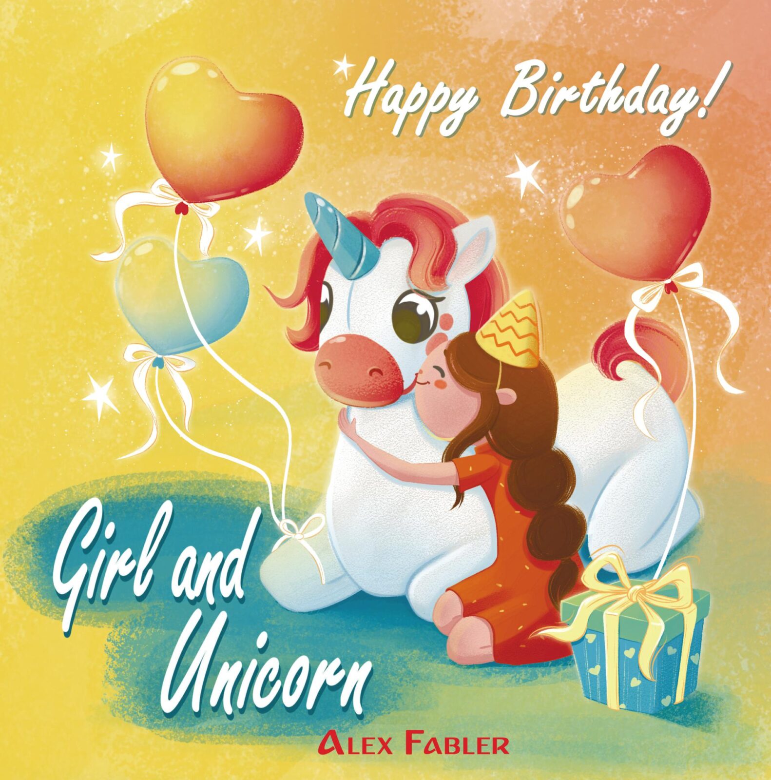 Girl and Unicorn - Happy Birthday